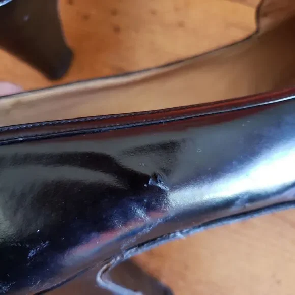 Vintage GUCCI Italy GG Logo Black Slip On Heel Shoes 36 1/2B US 6 Almond Toe - Picture 5 of 16